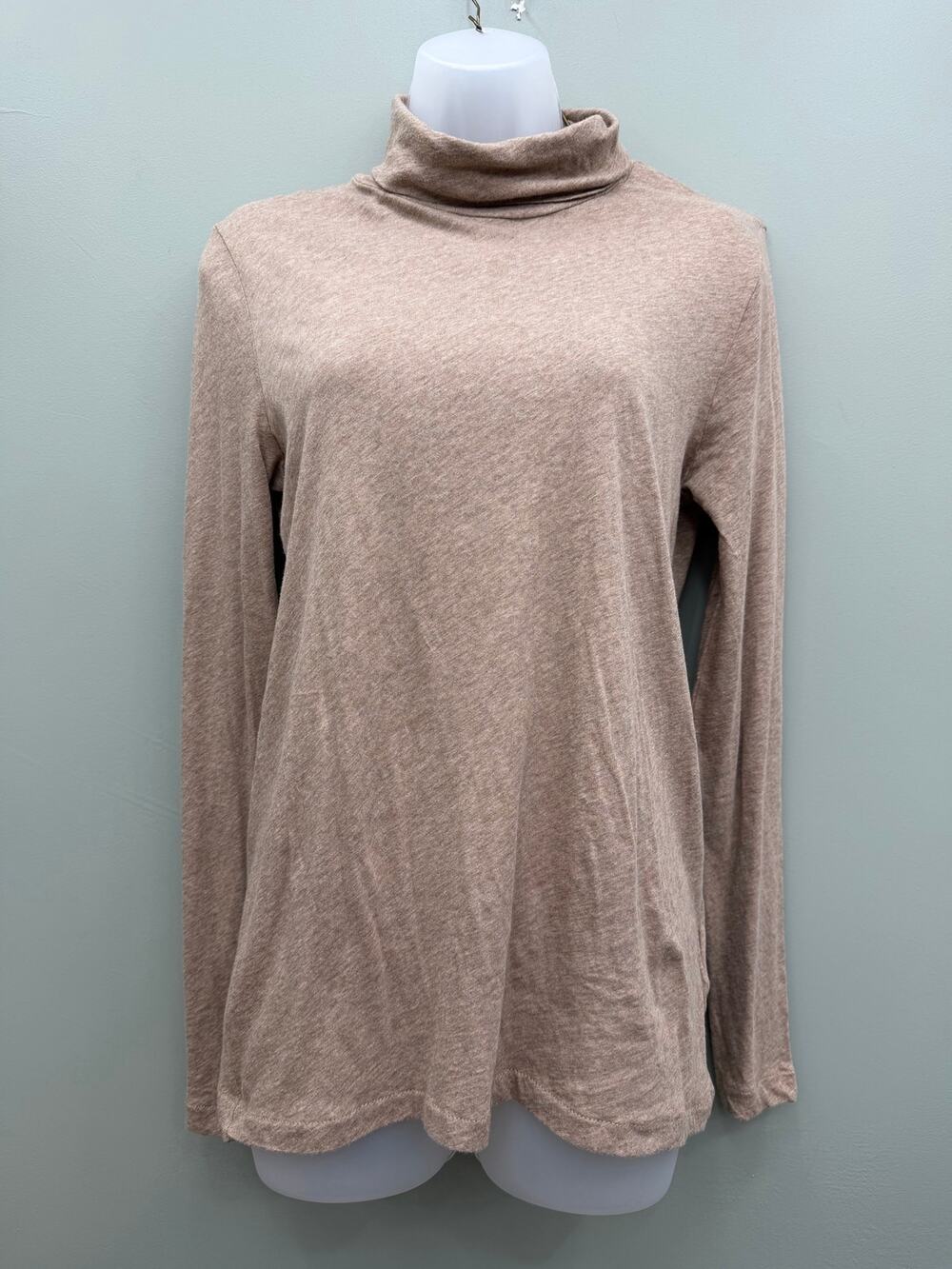 J.Crew Women’s Medium 100% Cotton Turtleneck Long Sleeve Top Tan Brown